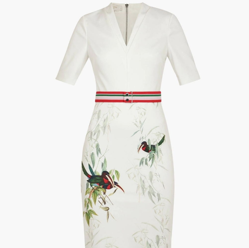 🍒NWT🍒TED BAKER MOLILO BIRD SHEATH DRESS - Picture 3 of 15